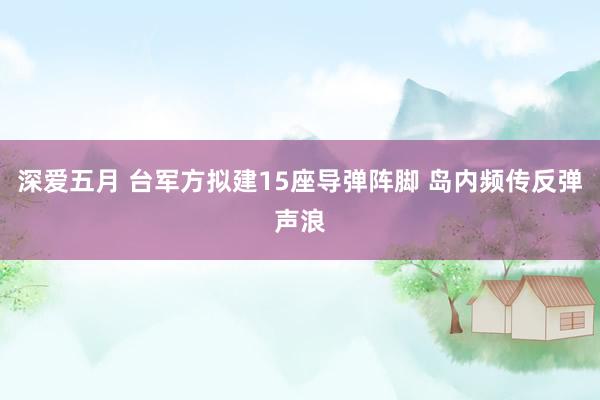 深爱五月 台军方拟建15座导弹阵脚 岛内频传反弹声浪