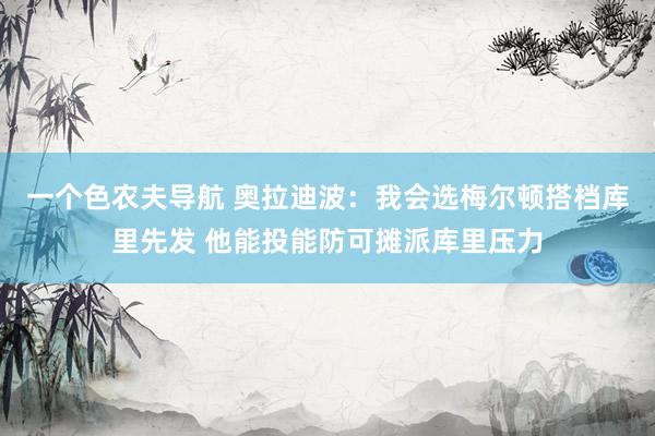 一个色农夫导航 奥拉迪波：我会选梅尔顿搭档库里先发 他能投能防可摊派库里压力