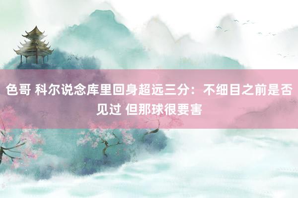 色哥 科尔说念库里回身超远三分：不细目之前是否见过 但那球很要害